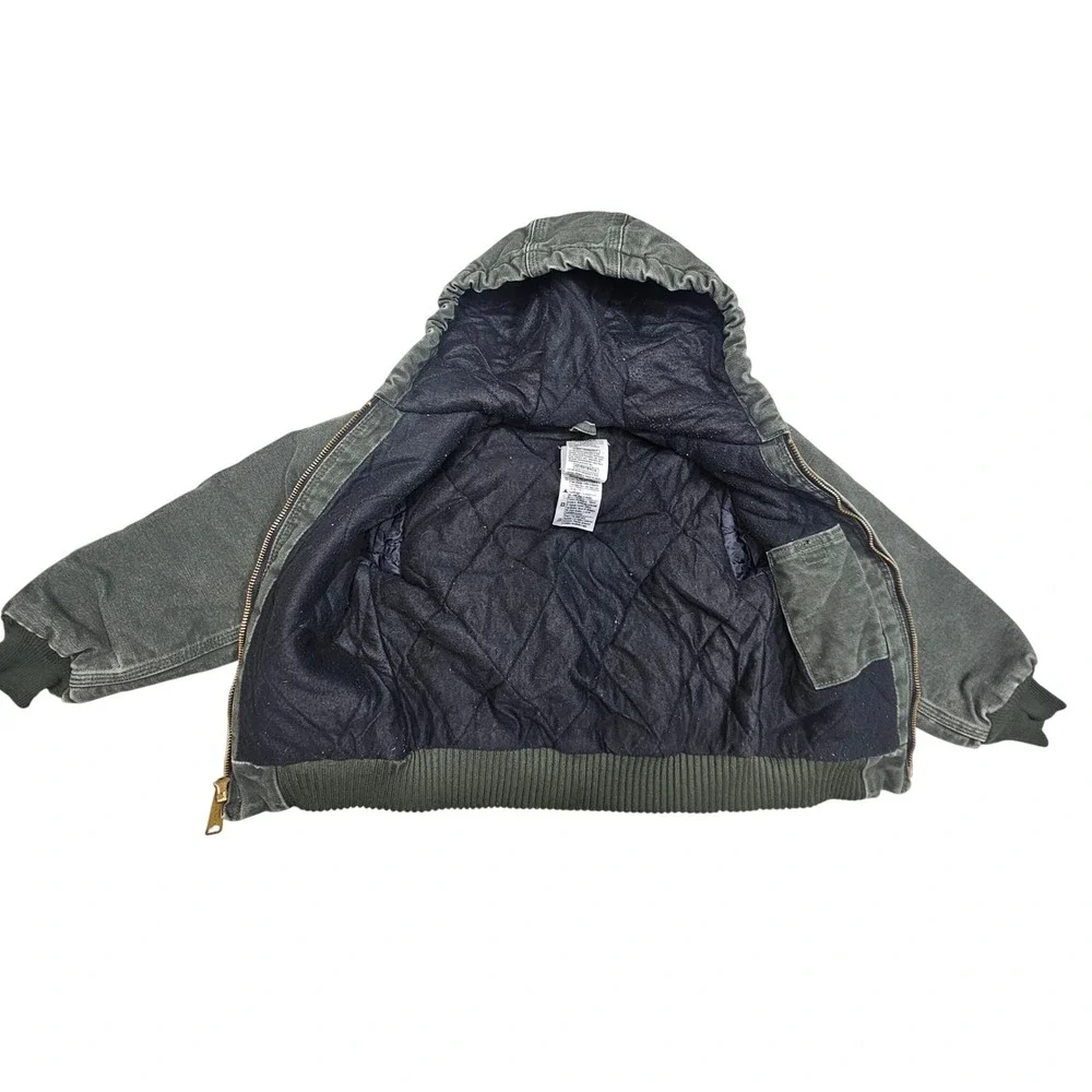 Carhartt Youth Traditional Blanket Lined Canvas Hooded Jacket Dark Gray XS 4-5‎
